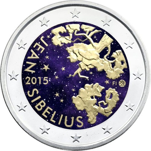 MONEDA 2 EUROS COLOR FINLANDIA 2015 - JEAN SIBELIUS