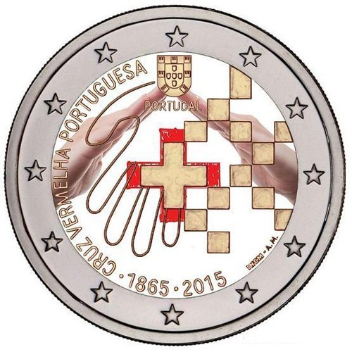 MONEDA 2 EURO COLOR PORTUGAL 2015 - CRUZ ROJA EN PORTUGAL 150 ANIVERSARIO