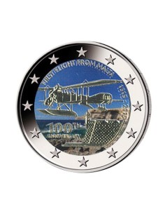 MONEDA 2 EUROS COLOR MALTA 2015 - 100 AÑOS DEL PRIMER VUELO EN MALTA