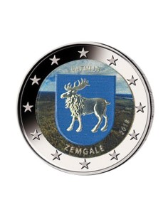 MONEDA 2 COLOR EUROS LETONIA 2018 MONEDA REGION DE ZEMGALE