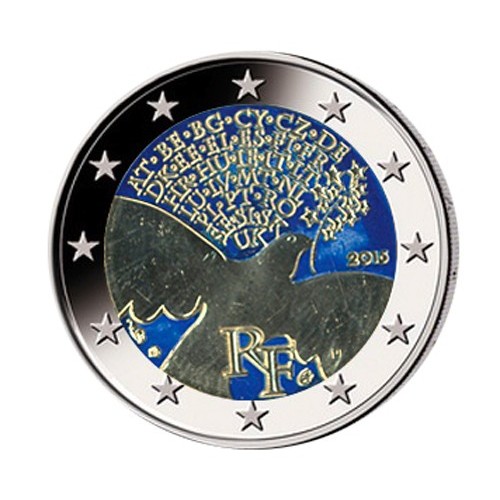 MONEDA 2 EUROS COLOR FRANCIA 2015 - 70 AÑOS DE PAZ EN EUROPA