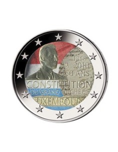 MONEDA 2 EUROS COLOR LUXEMBURGO 2018 150 ANIVERSARIO DE LA CONSTITUCION DE LUXEMBURGO