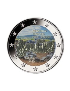 MONEDA 2 EUROS COLOR MALTA 2019 TEMPLO DE TA HAGRAT