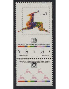 SELLOS ISRAEL 1989 DIA DEL SELLO - 1 VALOR CON BANDELETA - CORREO