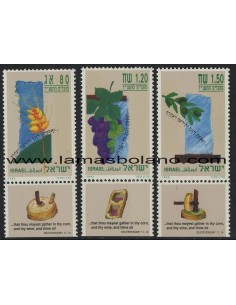 SELLOS ISRAEL 1993 SELLOS PARA LAS FIESTAS 1993 - 3 VALORES CON BANDELETA - CORREO