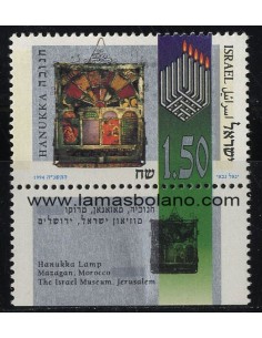 SELLOS ISRAEL 1994 HANUKKA FIESTA DE LAS LUCES - 1 VALOR CON BANDELETA - CORREO