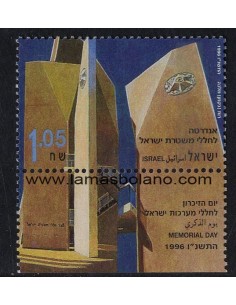 SELLOS ISRAEL 1996 JORNADA DEL RECUERDO - 1 VALOR CON BANDELETA - CORREO