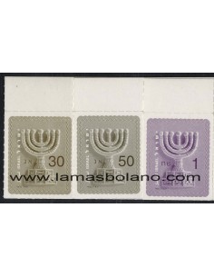SELLOS ISRAEL 2009 MENORA - 3 VALORES AUTOADHESIVOS - CORREO
