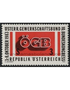 SELLOS DE AUSTRIA 1983 - X CONGRESO FEDERAL DE LA CONFEDERACION SINDICAL AUSTRIACA O.G.B. - 1 VALOR - CORREO