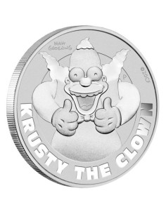 LOS SIMPSONS KRUSTY EL PAYASO MONEDA PLATA TUVALU 2020 EN C APSULA