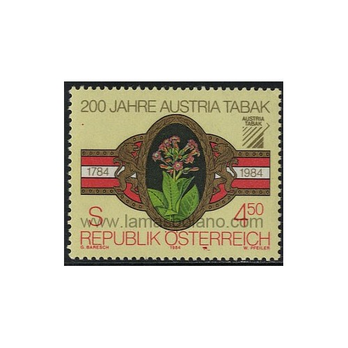 SELLOS DE AUSTRIA 1984 - EMPRESA DE TABACOS AUSTRIA TABAK BICENTENARIO - 1 VALOR - CORREO