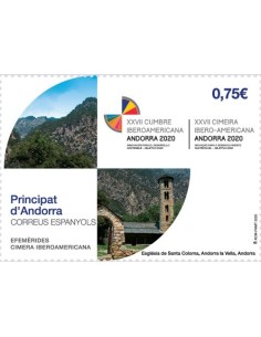 SELLOS ANDORRA ESPAÑOLA 2020 CIMERA IBEROAMERICANA EFEMERIDES 1 VALOR CORREO