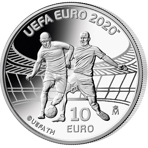UEFA EUROCOPA 2020 ESPAÑA MONEDA 10 EUROS PLATA PROOF