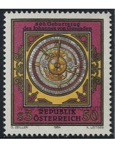 SELLOS DE AUSTRIA 1984 - JOHANNES VON GMUNDEN ASTRONOMO Y MATEMATICA 600 ANIVERSARIO DEL NACIMIENTO - 1 VALOR - CORREO