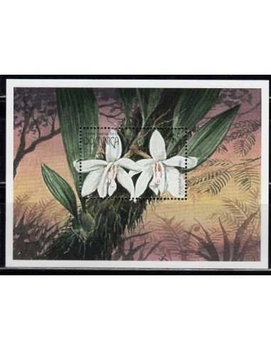 SELLOS DOMINICA 1997 ORQUIDEAS DEL CARIBE - HOJITA BLOQUE