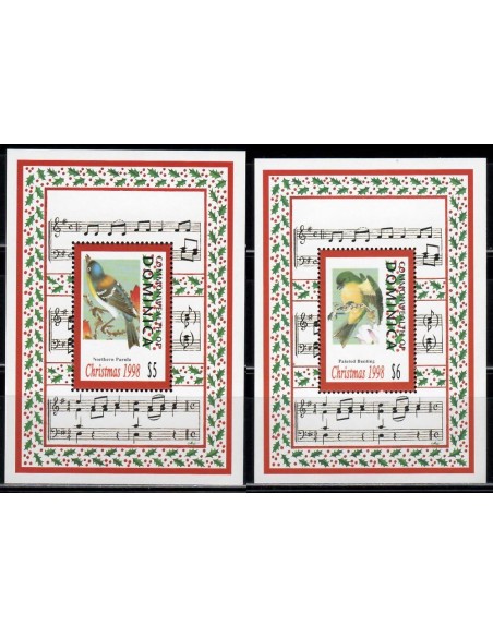 SELLOS DOMINICA 1998 NAVIDAD - 2 HOJITAS BLOQUE