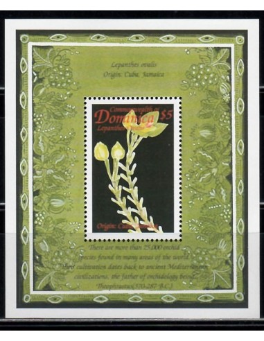 SELLOS DOMINICA 1999 ORQUIDEAS DEL CARIBE - HOJITA BLOQUE DENTADA