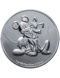 DISNEY MICKEY Y PLUTO MONEDA PLATA NIUE 2020 1 ONZA