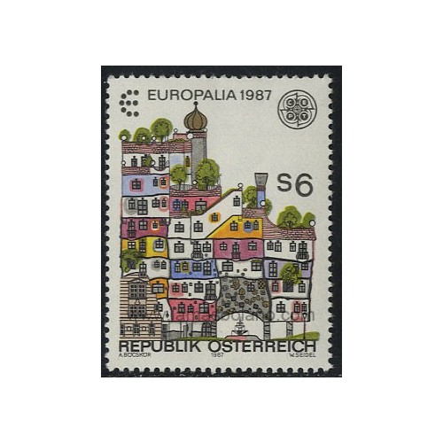 SELLOS DE AUSTRIA 1987 - TEMA EUROPA ARQUITECTURA MODERNA EUROPALIA 87 - 1 VALOR - CORREO