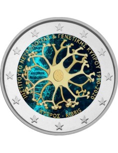 CHIPRE 2020 MONEDA 2 EUROS COLOR INSTITUTO DE NEUROLOGIA Y GENETICA DE CHIPRE 30 AÑOS