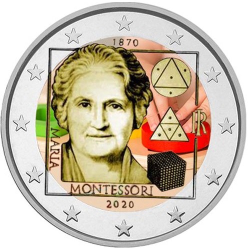 ITALIA 2020 MONEDA 2 EUROS COLOR MARIA MONTESSORI