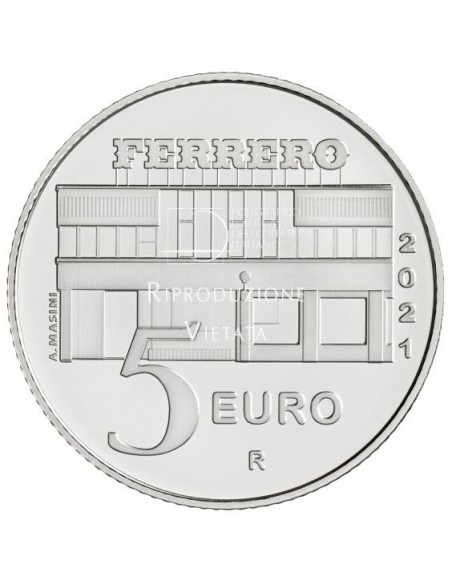 ITALIA 2021 NUTELLA ROJA 5 EUROS PLATA PROOF