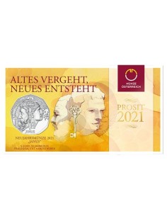 AUSTRIA 2021 AÑO NUEVO 5 EUROS PLATA JANUS BLISTER