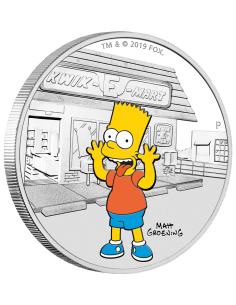MONEDA TUVALU PLATA A COLOR BART SIMPSON 2019 PROOF