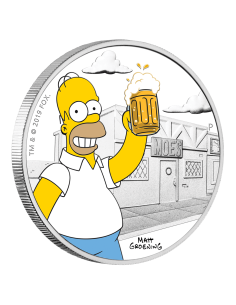 MONEDA TUVALU PLATA  2019 A COLOR LOS SIMPSONS HOMER 1 DOLAR PROOF
