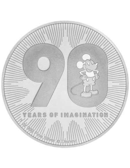 MONEDA PLATA  NIUE 2018 MICKEY MOUSE 90 ANIVERSARIO ONZA PLATA 2 DOLARES