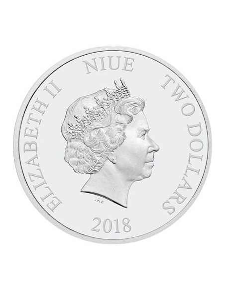 NIUE MONEDA PLATA INVASORES DEL ESPACIO SPACE INVADERS MARCIANITOS 40 ANIVERSARIO A COLOR LENTICULAR PROOF