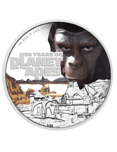 TUVALU 2018 PLANETA DE LOS SIMIOS MONEDA PLATA 1 DOLAR A COLOR PROOF