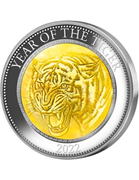 COOK 2022 AÑO LUNAR DEL TIGRE 5 ONZAS PLATA CON MADRE PERLA PROOF
