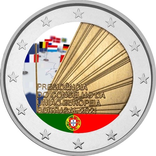 PORTUGAL 2021 2 EUROS COLOR PRESIDENCIA DE LA UNION EUROPEA
