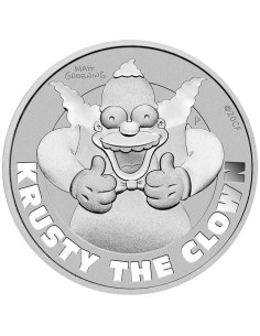 LOS SIMPSONS KRUSTY EL PAYASO MONEDA PLATA TUVALU 2020 EN C APSULA 2