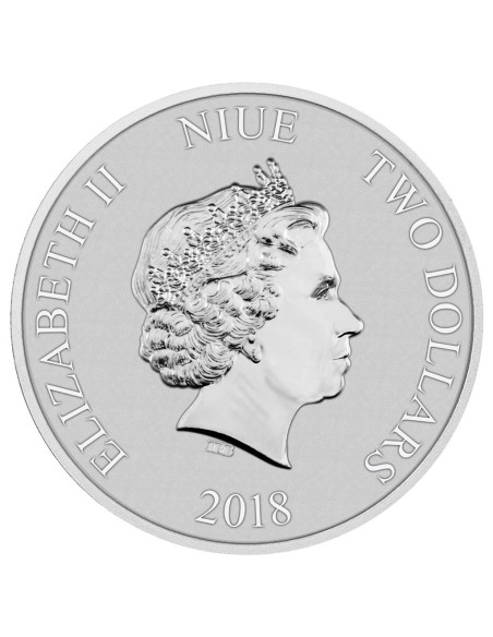 MONEDA NIUE 2018 PLATA DARTH VADER SABLE DE LUZ STAR WARS 2 DOLARES