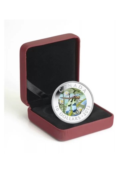 CANADA MONEDA PLATA 10 DOLARES LIBELULA GRACIOSA A COLOR PROOF