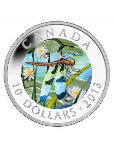 CANADA MONEDA PLATA 10 DOLARES LIBELULA GRACIOSA A COLOR PROOF