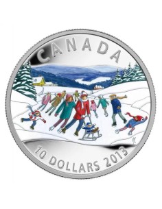 MONEDA CANADA PLATA 10 DOLARES 2013 ESCENA DE INVIERNO CON COLOR PROOF