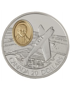 CANADA 1995 AVIACION - DHC-1 CHIPMUNK HAVILAND 20 DOLARES PLATA & ORO PROOF