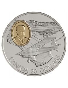 CANADA 1995 AVIACION - FLEET 80 CANUCK  20 DOLARES PLATA & ORO PROOF