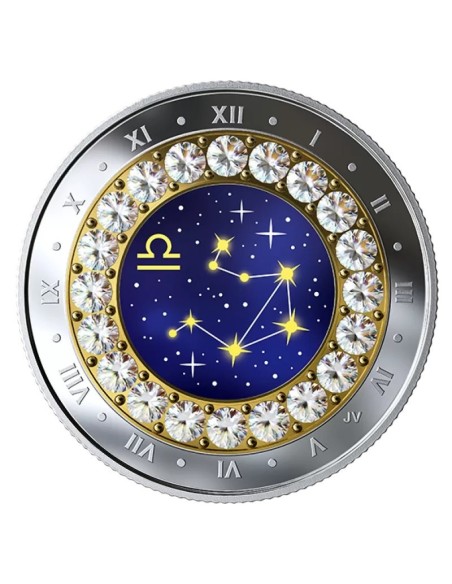 CANADA MONEDA PLATA ZODIACO ESCORPIO 5 DOLARES CON CRISTAL SWAROVSKI Y COLOR 2019 PROOF