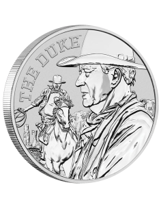 JOHN WAYNE THE DUKE MONEDA PLATA TUVALU 2020 1 ONZA