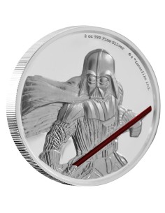 NIUE 2017 STAR WARS DARTH VADER MONEDA PLATA 2 ONZAS ULTRA ALTO RELIEVE 5 DOLARES PROOF A COLOR