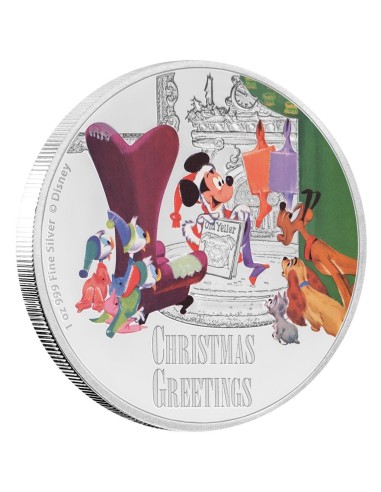 NIUE 2017 DISNEY SALUDOS DE LA TEMPORADA NAVIDAD MONEDA PLATA 2 DOLARES COLOR PROOF