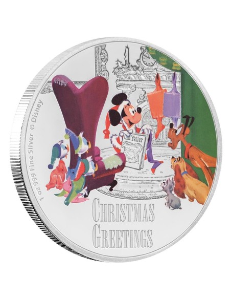 NIUE 2017 DISNEY SALUDOS DE LA TEMPORADA NAVIDAD MONEDA PLATA 2 DOLARES COLOR PROOF