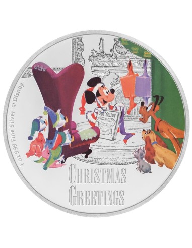 NIUE 2017 DISNEY SALUDOS DE LA TEMPORADA NAVIDAD MONEDA PLATA 2 DOLARES COLOR PROOF