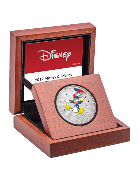 MONEDA NIUE 2019 PLATA A COLOR PATO DONALD CARNAVAL MICKEY MOUSE Y AMIGOS 2 DOLARES PROOF