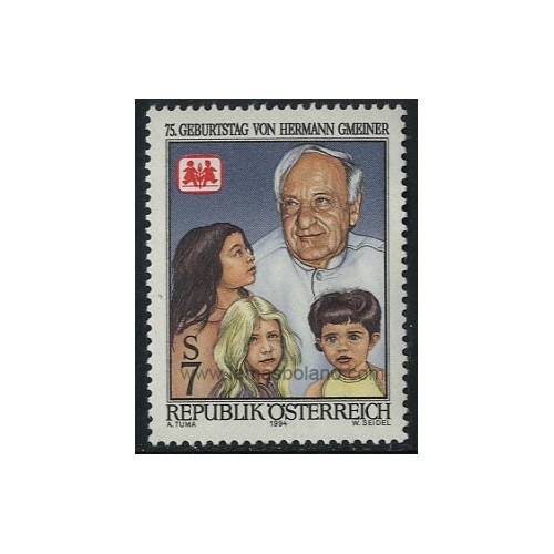 SELLOS DE AUSTRIA 1994 - HERMAN GMEINER CREADOR VILLAS INFANTILES SOS 75 ANIVERSARIO NACIMIENTO - 1 VALOR - CORREO