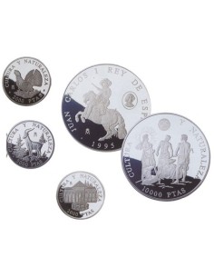 MONEDA ESPAÑA 1995 - CULTURA Y NATURALEZA II SERIE COLECCION PLATA PROOF (4 MONEDAS) - FNMT